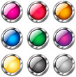 Nine glossy buttons in several colors