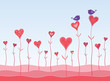 Birds in a hearts garden