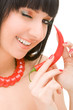 cute girl with chili pepper