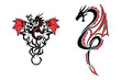 Tribal dragons black and red