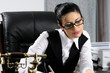 young business woman estimating values young business woman estimating values