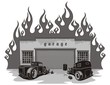 Rat rods garage. Vector illustration.