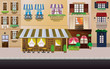 Stylish french street with coffee and flower shop