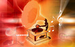 Illustration of a gramophone in radiant light