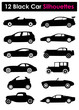 12 Car Silhouettes, Vector Illustration 12 Car Silhouettes, Vector Illustration