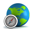 Globe and compass icon Globe and compass icon