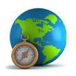 Globe and compass icon Globe and compass icon