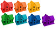 Model of houses in colors of rainbow, collage