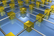 Netzwerk würfel aus gold