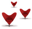 White Background Soft Red Stylish Chairs