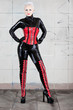 Girl in fetish suit. Famous fetish model Agna Devi