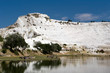 White Hill of travertine terraces in Pamukkale, Turkey