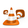 Traffic cones on the ground - 3d image