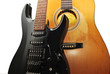 Two guitar detail on a white background