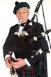 Bagpiper in tartan