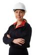 Tradeswoman wearing hard hat