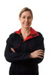 Tradeswoman wearing overalls