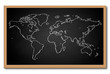 World Map on Black Chalkboard World Map on Black Chalkboard