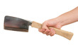 Hand holds hatchet