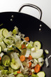 Vegetables and cooked in wok