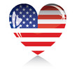 Heart with US flag texture isolated on a white background