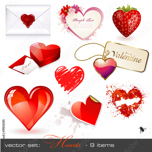 vector set: hearts - 9 Valentine's icons