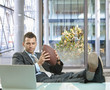 Businessman with football