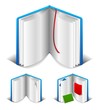 Blank open book with white page. Bookmarks. Photo album.