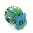 earth map and eu flag