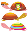 Three cartoon turtles
