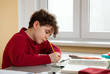 Boy learning at home
