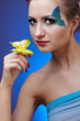 model with butterfly bodyart model with butterfly bodyart