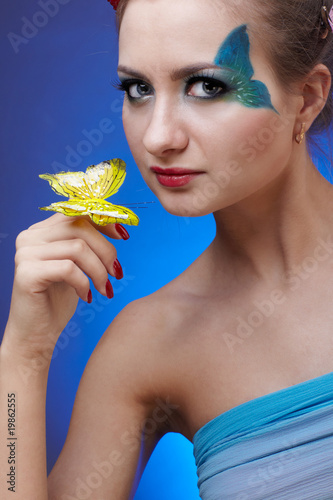 model with butterfly bodyart model with butterfly bodyart