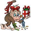 Monkey and Gift - detailed colored illustration Monkey and Gift - detailed colored illustration