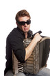 Male with accordion and gun