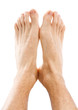 Male feet isolated on white