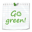 "GO GREEN!" note stuck to wall (ecological environment recycle)