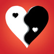 Love Yin Yang on red background, vector Love Yin Yang on red background, vector