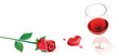 Wine goblet and red rose beside