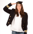 saluting girl with officer uniform