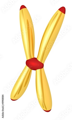 Illustration: Gold stylized chromosome pair Gold stylized chromosome pair