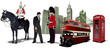 Few London images on city background. Vector illustration Few London images on city background. Vector illustration