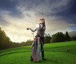 Woman playing golf
