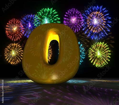 Illustration: chiffre avec feu d'artifice en arrière plan chiffre avec feu d'artifice en arrière plan