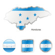 vector flag of honduras in map and web buttons shapes