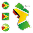 vector flag of guyana in map and web buttons shapes