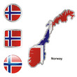 vector flag of norway in map and web buttons shapes