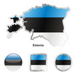vector flag of estonia in map and web buttons shapes