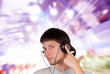 Handsome man over abstract  background