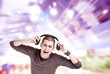 Handsome man over abstract background Handsome man over abstract background